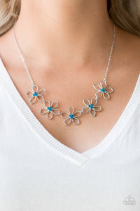 blue,floral,short necklace,Hoppin Hibiscus - Blue Necklace