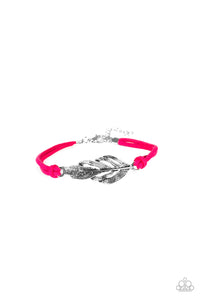 Feather,leather,pink,Faster Than Flight Pink Leather Bracelet