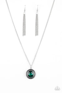 green,rhinestones,short necklace,Mega Money - Green Necklace