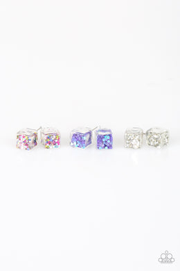 Glitter Cube Starlet Shimmer Earrings Paparazzi Accessories