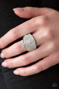 rhinestones,white,Wide Back,Kaboom! - White Ring