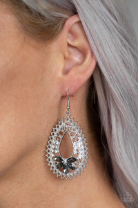 fishhook,rhinestones,silver,Instant Reflect Silver Earring