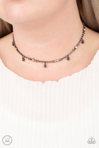 choker,gunmetal,rhinestones,What A Stunner - Black Gunmetal Rhinestone Necklace