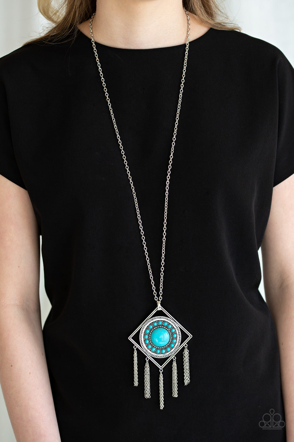 Sandstone Solstice - Blue Stone Necklace Paparazzi Accessories