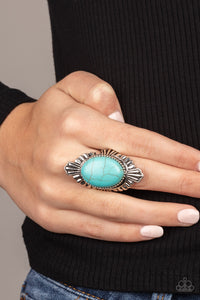 blue,crackle stone,silver,turquoise,Wide Back,Pioneer Party - Blue Stone Ring