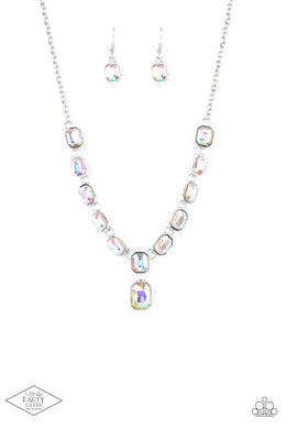 The Right To Remain Sparkly - Multi Iridescent Rhinestone Necklace Paparazzi Accessories