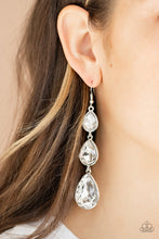 Load image into Gallery viewer, Metro Momentum White Rhinestone Earrings Paparazzi Accessories