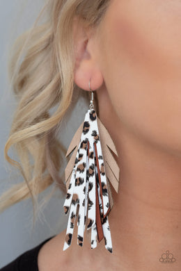 Untamable Brown Leather Earrings Paparazzi Accessories