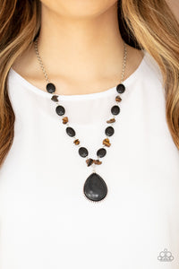 black,brown,short necklace,stone,Desert Diva - Black Stone Necklace