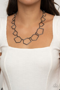 gunmetal,short necklace,Full Frame Fashion - Black Gunmetal Necklace