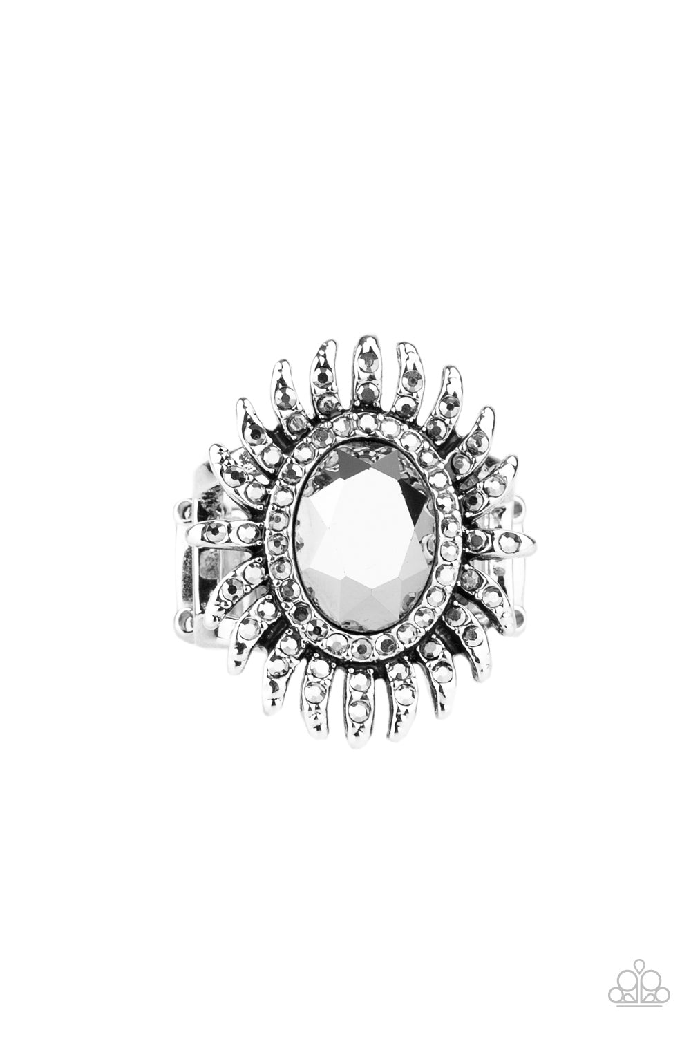 Ultra Luxe - Silver Hematite Rhinestone Ring Paparazzi Accessories