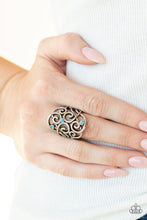 Load image into Gallery viewer, FRILL Out! - Blue Rhinestone Ring Paparazzi Accessories