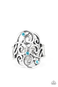 blue,rhinestones,Wide Back,FRILL Out! - Blue Rhinestone Ring