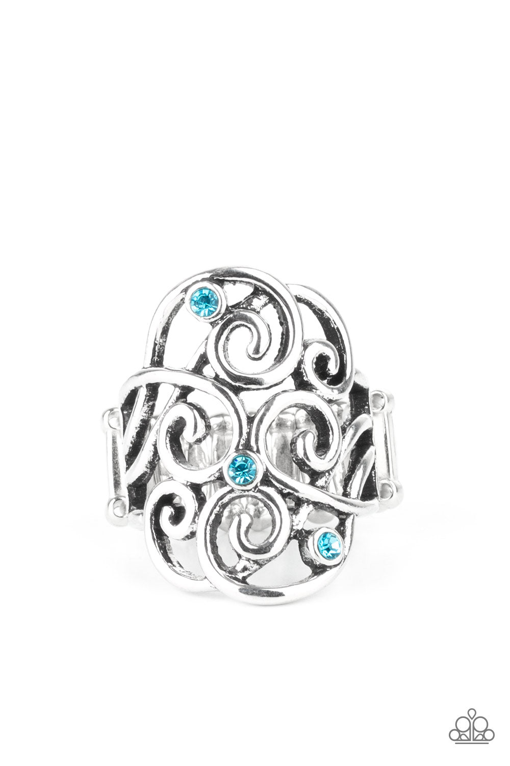 FRILL Out! - Blue Rhinestone Ring Paparazzi Accessories