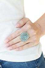 Load image into Gallery viewer, Elegantly Eden - Blue Cat&#39;s Eye Floral Ring Paparazzi Accessories