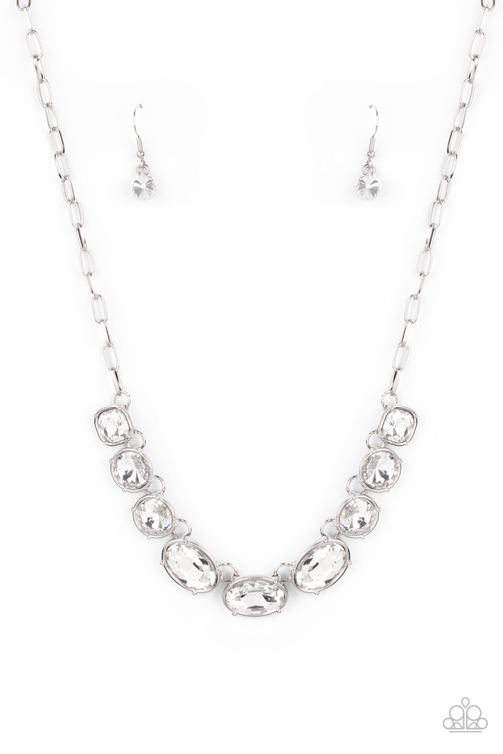 Gorgeously Glacial - White Rhinestone Necklace Paparazzi Accessories