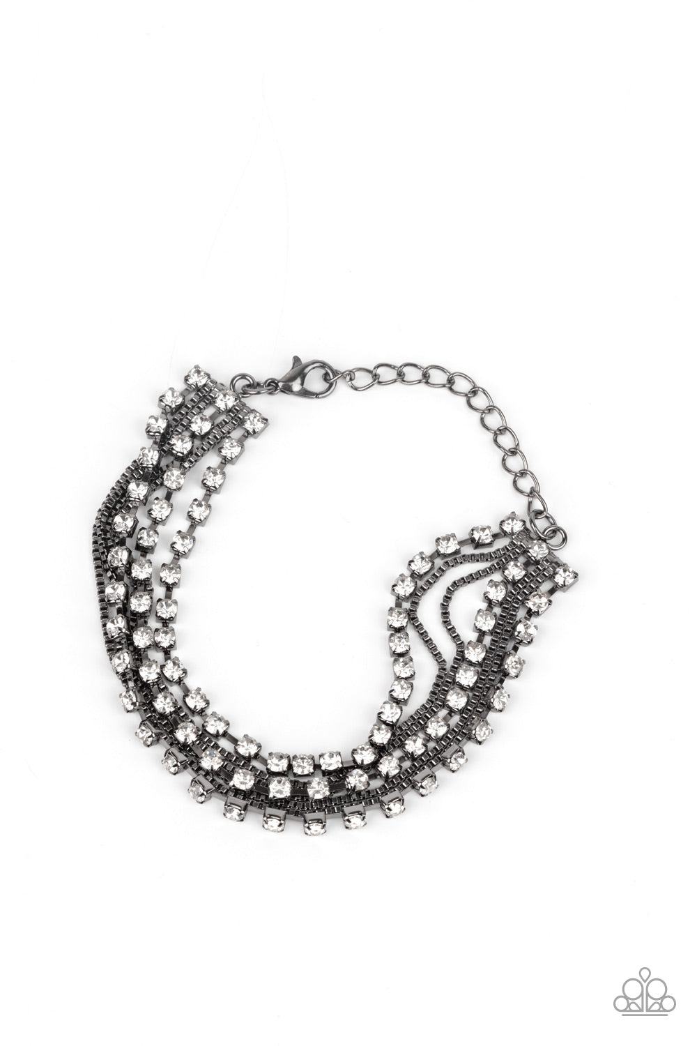 Thats a Smash! - Black Gunmetal Rhinestone Bracelet Paparazzi Accessories