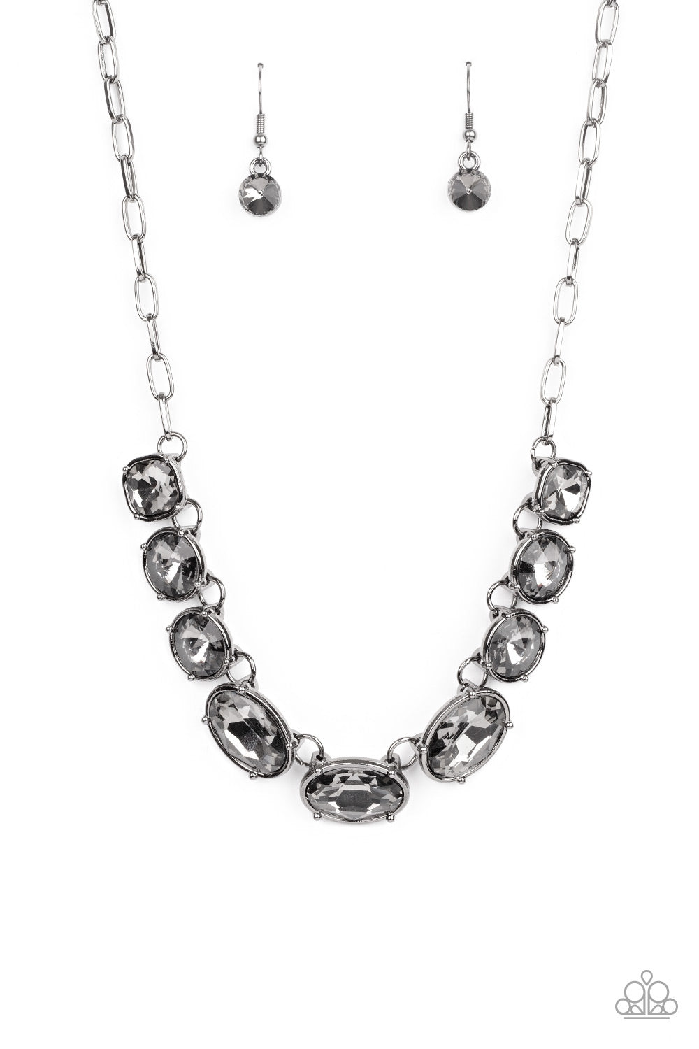 Gorgeously Glacial - Black Gunmetal Rhinestone Necklace Paparazzi Accessories