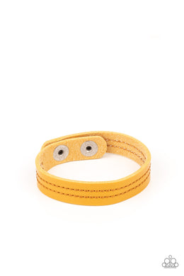 Life is WANDER-ful - Yellow Leather Wrap Bracelet Paparazzi Accessories