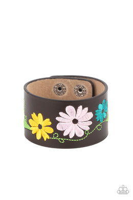 Western Eden - Multi Leather Floral Wrap Bracelet Paparazzi Accessories