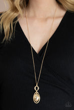 Load image into Gallery viewer, Glamorously Glaring - Gold Rhinestone Necklace Paparazzi Accessories