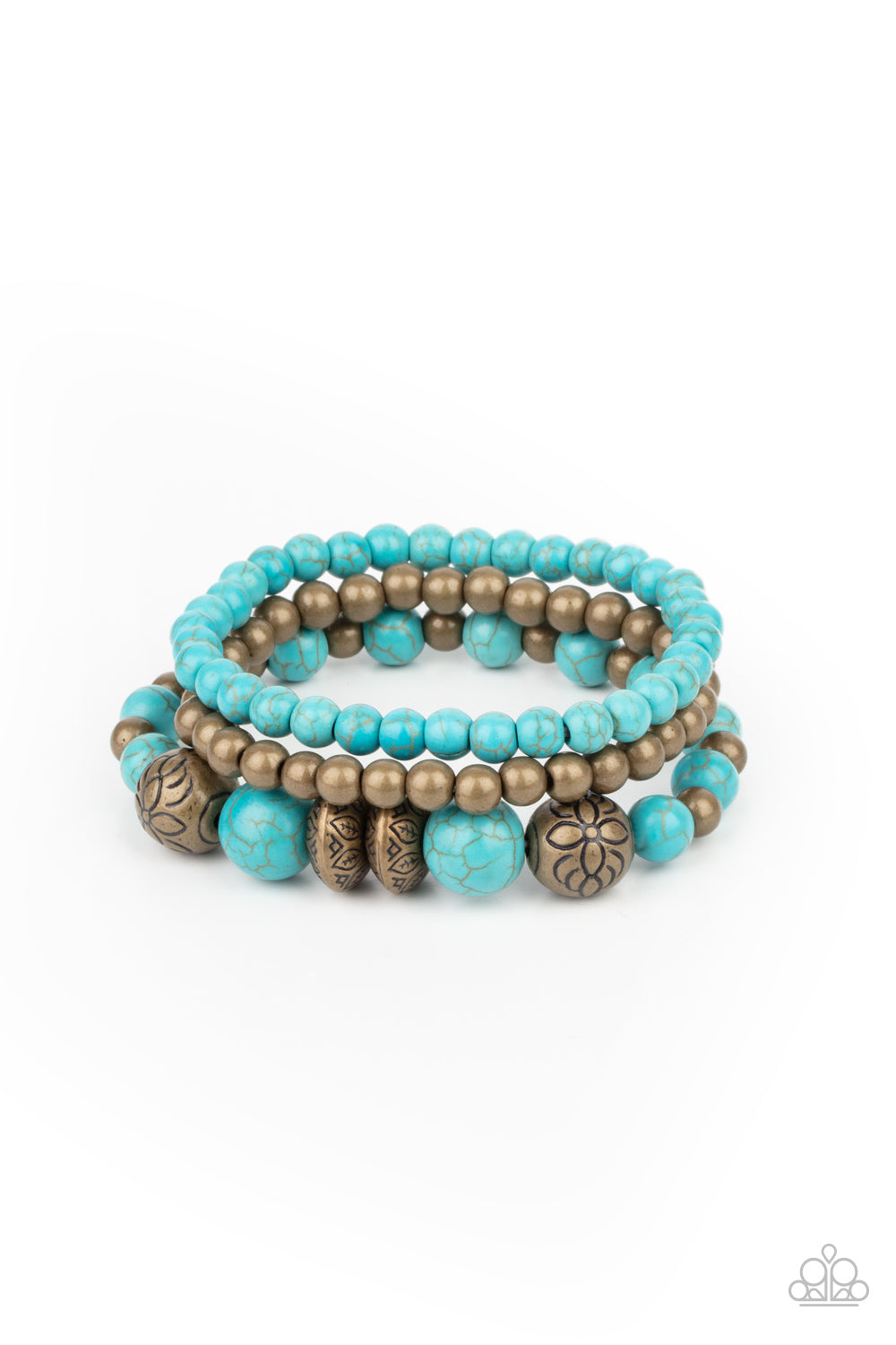 Desert Blossom - Brass Stone Stretchy Bracelet Paparazzi Accessories