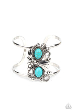 Load image into Gallery viewer, Mojave Flower Girl - Blue Turquoise Stone Cuff Bracelet Paparazzi Accessories