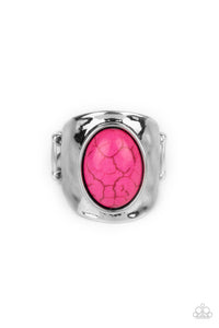 crackle stone,pink,Wide Back,Elemental Essence - Pink Stone Ring