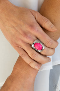 crackle stone,pink,Wide Back,Elemental Essence - Pink Stone Ring