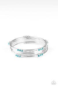 Bangles,blue,rhinestones,silver,Stackable Sparkle - Blue Rhinestone Bangle Bracelets