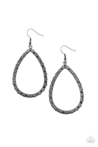 fishhook,gunmetal,hematite,rhinestones,Standout Sparkle - Black Gunmetal Earrings