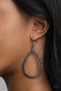 fishhook,gunmetal,hematite,rhinestones,Standout Sparkle - Black Gunmetal Earrings