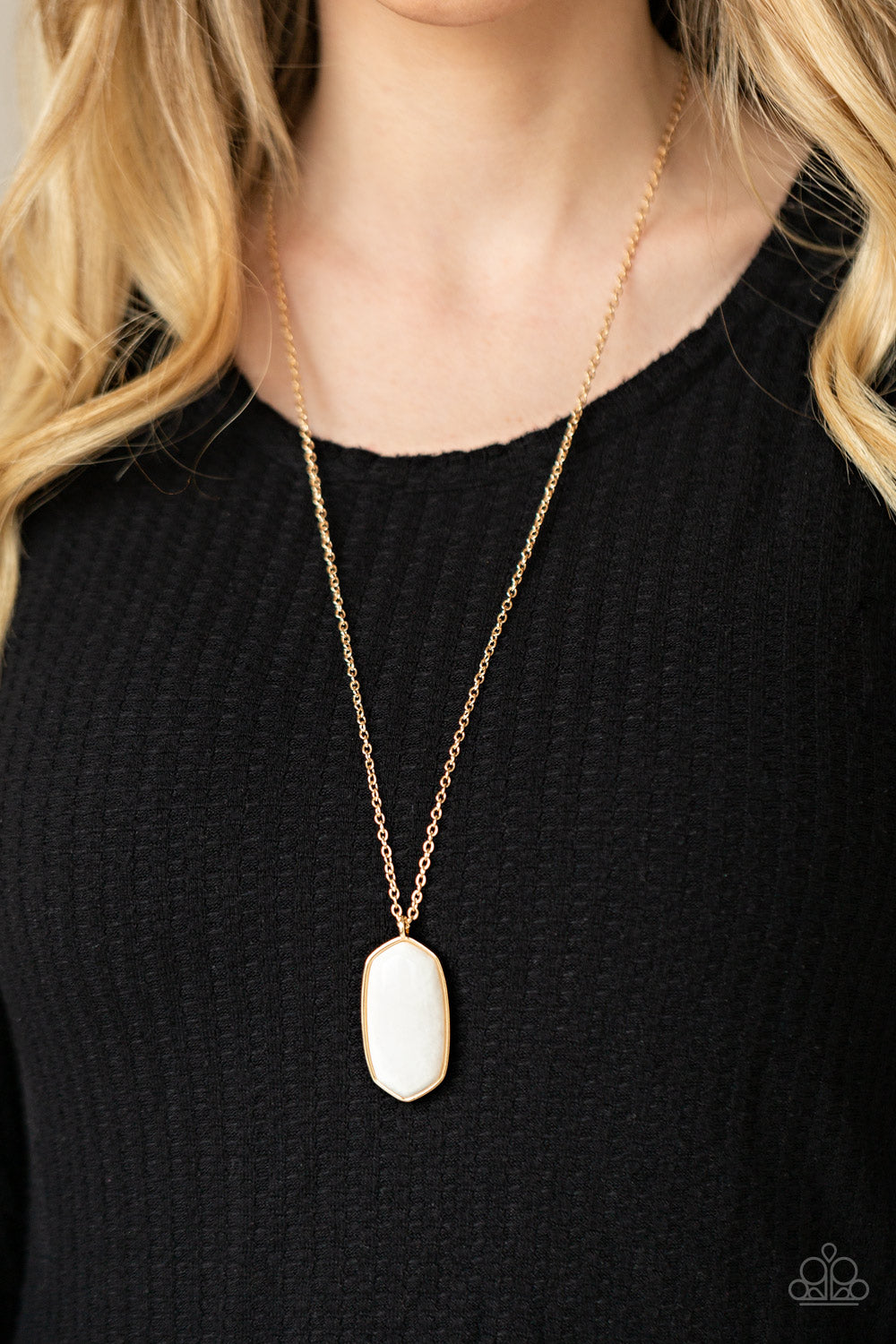 Elemental Elegance - White Stone Necklace Paparazzi Accessories