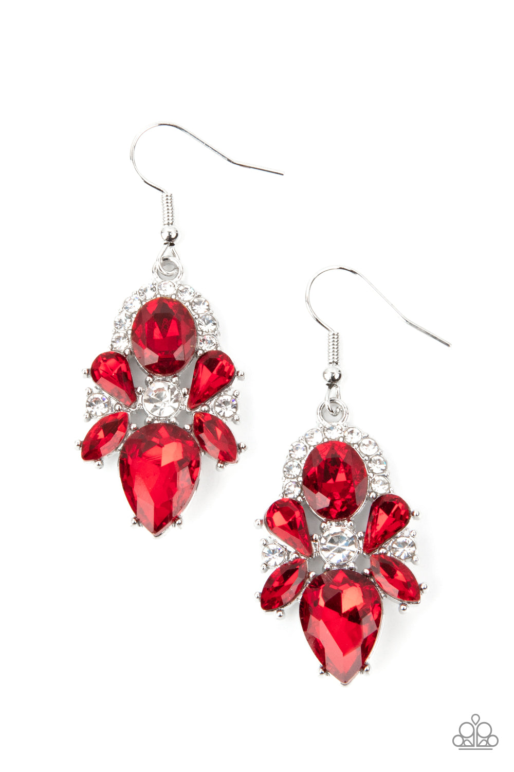 Stunning Starlet - Red Rhinestone Earrings Paparazzi Accessories