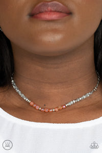 choker,orange,silver,Space Odyssey - Orange  Necklace