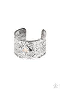 crackle stone,cuff,white,Aztec Artisan - White Bracelet