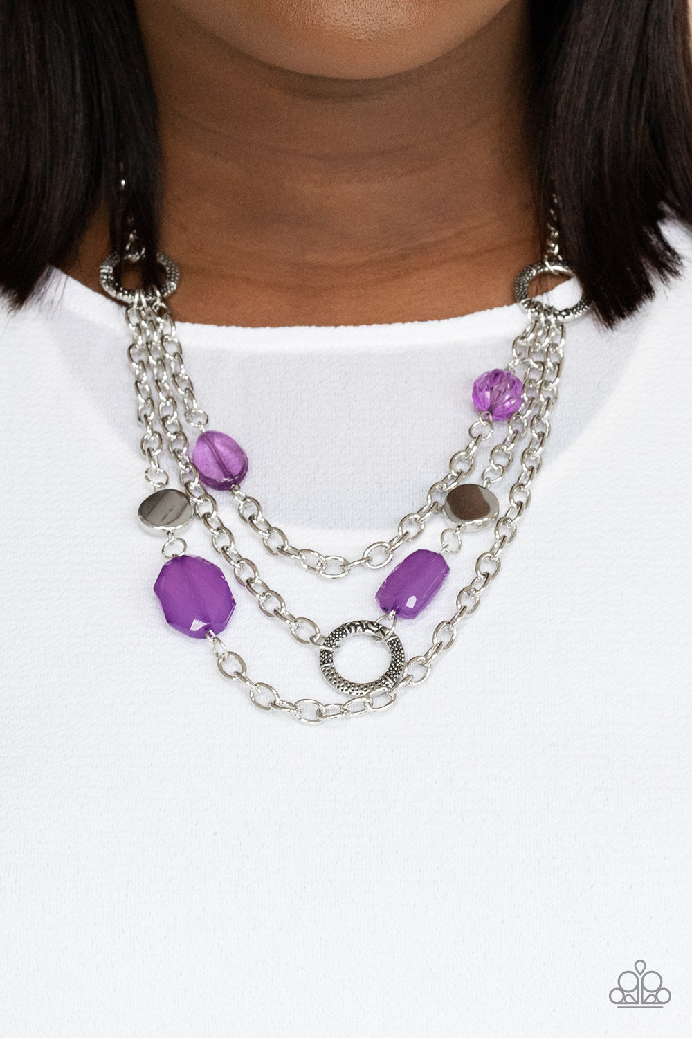 Oceanside Spa - Purple Necklace Paparazzi Accessories