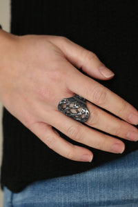 gunmetal,Wide Back,Open Fire - Black Gunmetal Ring