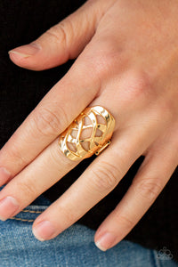 gold,Wide Back,Open Fire - Gold Ring