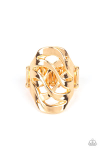 gold,Wide Back,Open Fire - Gold Ring