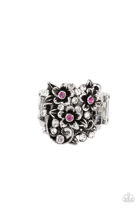 pink,rhinestones,silver,Wide Back,Perfectly Perennial - Pink Ring