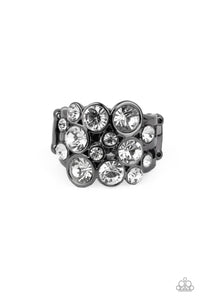 Dainty Back,gunmetal,rhinestones,Skinny Back,Wide Back,Bubbling Bravado - Black Ring