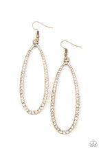 Load image into Gallery viewer, Dazzling Decorum - Brass Rhinestone Earrings Paparazzi Accessories