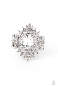 rhinestones,white,Wide Back,Five-Star Stunner - White Rhinestone Ring