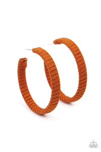 Hoops,leather,orange,Suede Parade - Orange Leather Hoop Earrings