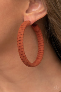 Hoops,leather,orange,Suede Parade - Orange Leather Hoop Earrings