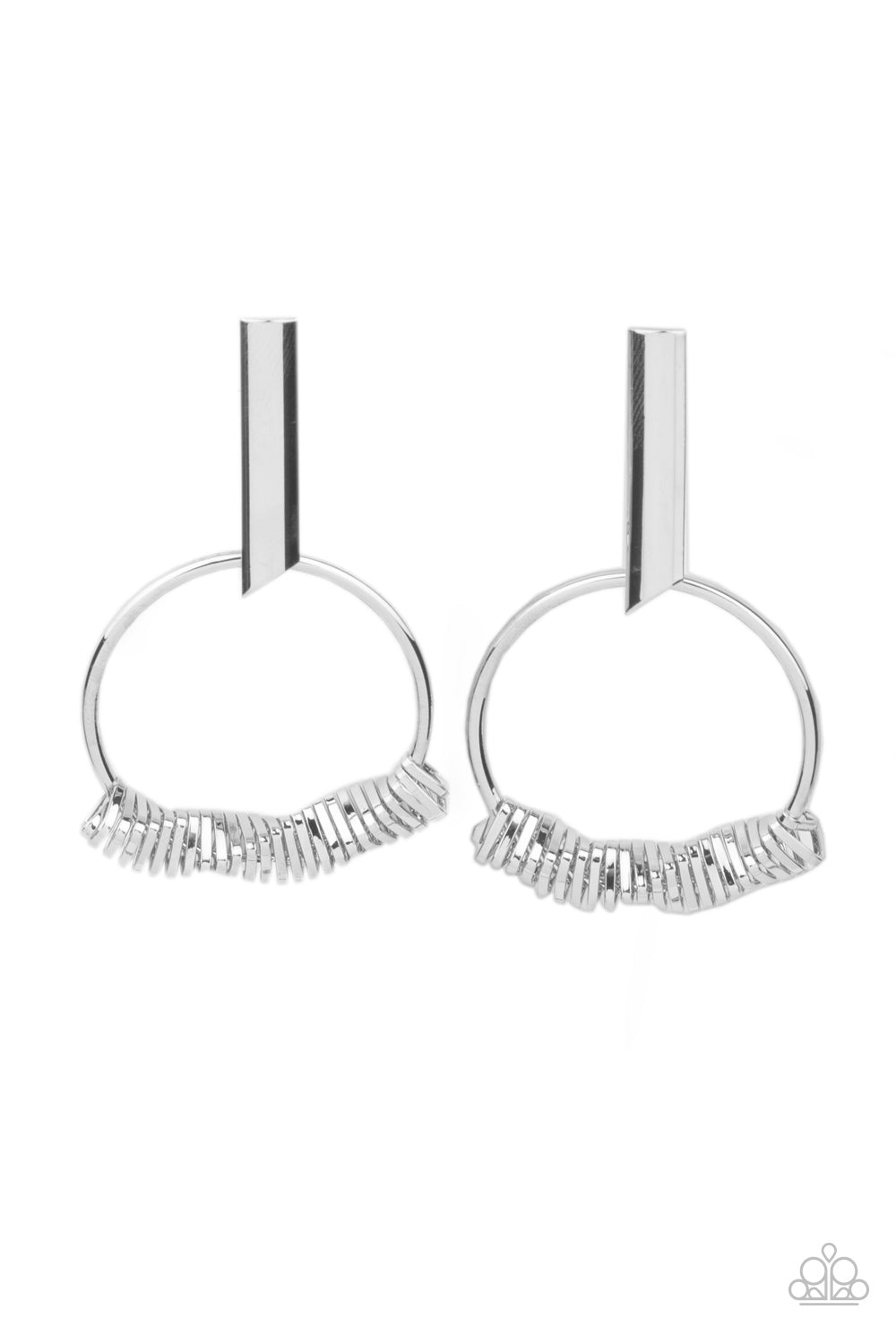 Set Into Motion - Silver Post Earrings Paparazzi Accessories