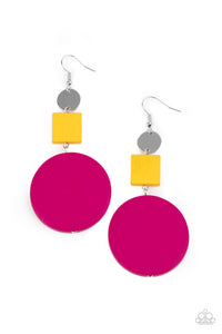 fishhook,multi,pink,wooden,yellow,Modern Materials - Multi Wooden Earrings