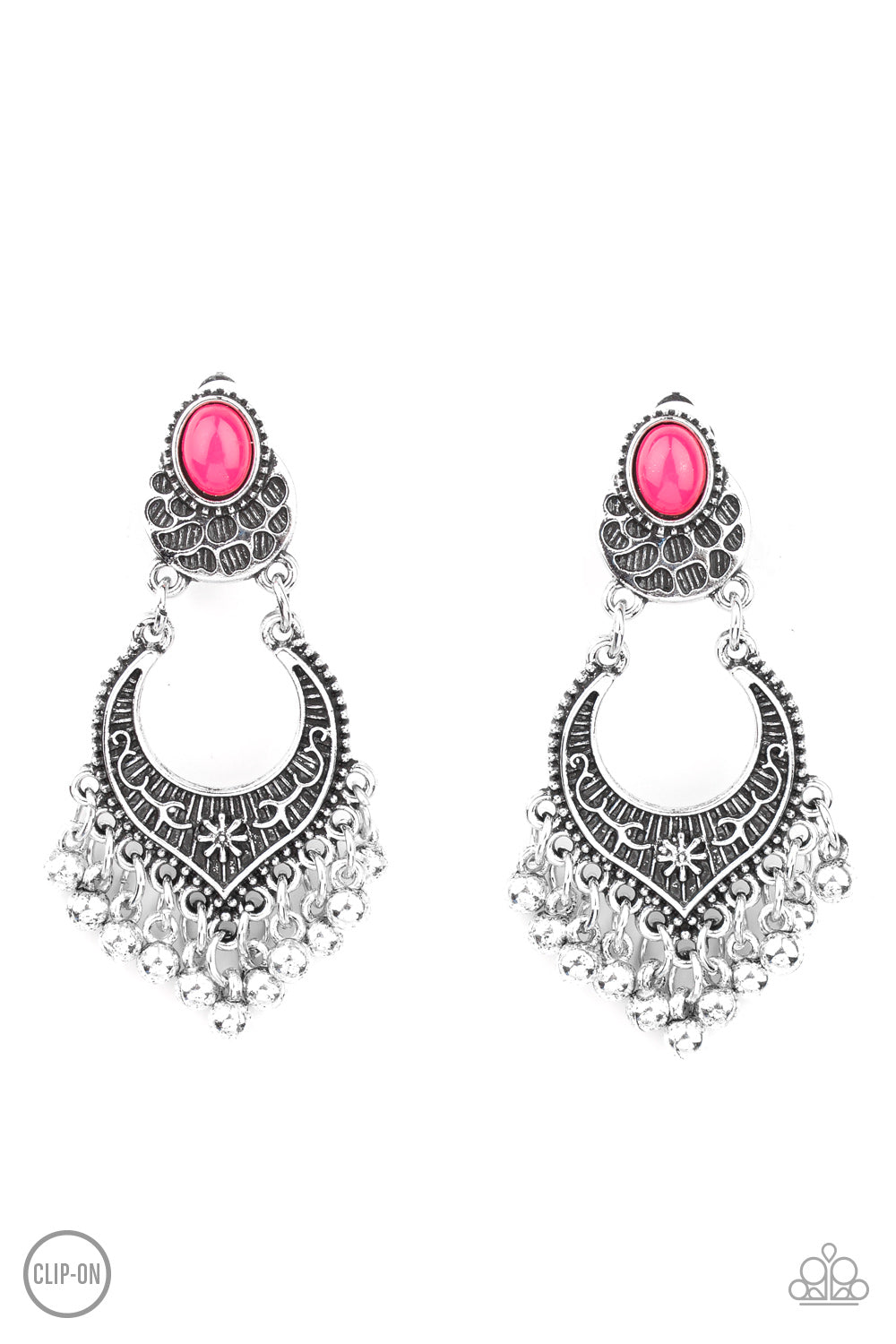 Summery Gardens - Pink Clip-On Earrings Paparazzi Accessories