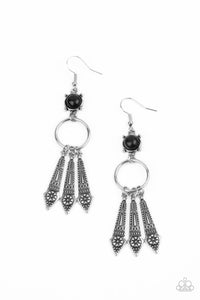 black,fishhook,floral,Prana Paradise - Black Earrings